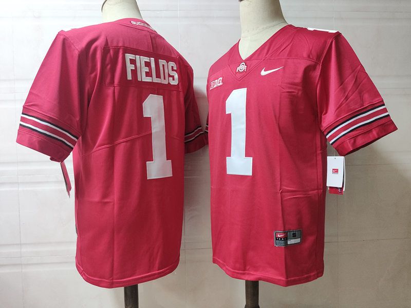 Men Ohio State Buckeyes #1 Fields Red Nike 2025 NCAA Jersey